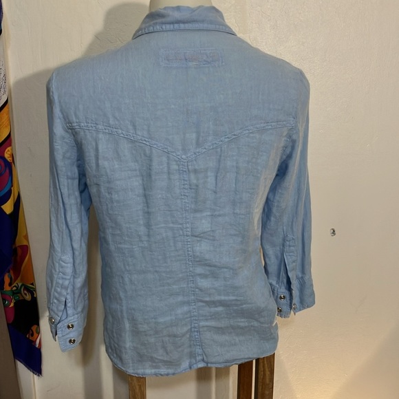 🌈 For Joseph Linen made in USA western shirt - Picture 3 of 6